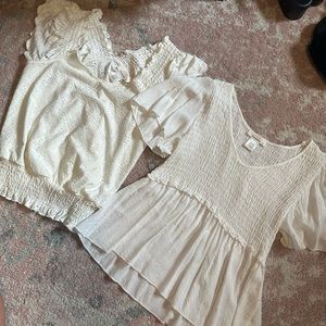 Bundle of two white ruffled tops